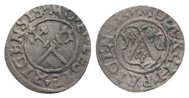 Livonia, Archbishops of Riga. Thomas Schoning (1528-1539). BI Schilling 1535 (18mm, 0.94g, 3h). Fed. 348-51. Near VF