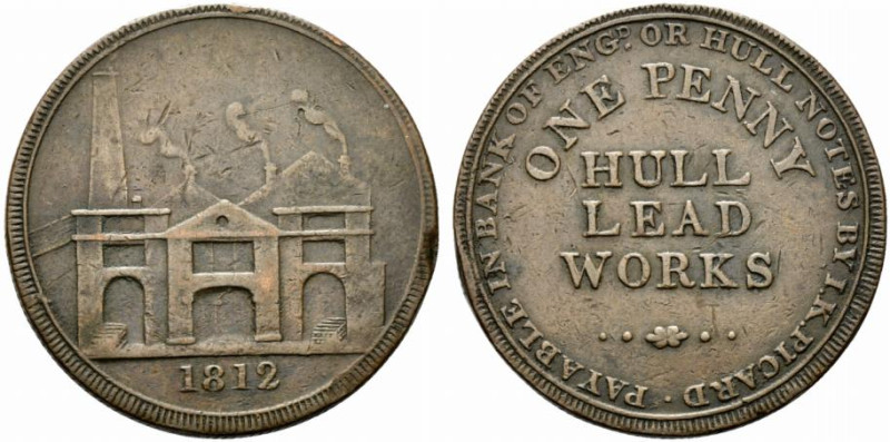 Great Britain, Yorkshire. Æ Penny Token 1812 (34mm, 18.43g, 12h). ONE PENNY HULL...