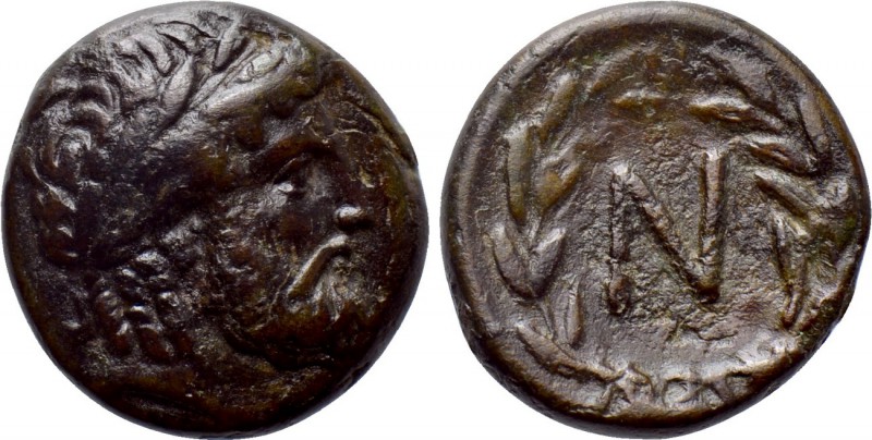 UNCERTAIN. Ae (Circa 4th-3rd centuries BC). 

Obv: Laureate head of Zeus right...