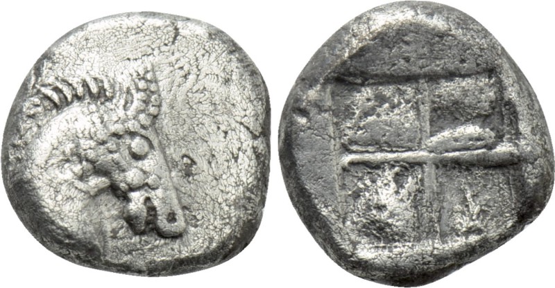 THRACO-MACEDONIAN REGION. Uncertain. Diobol (5th century BC). 

Obv: Head of h...