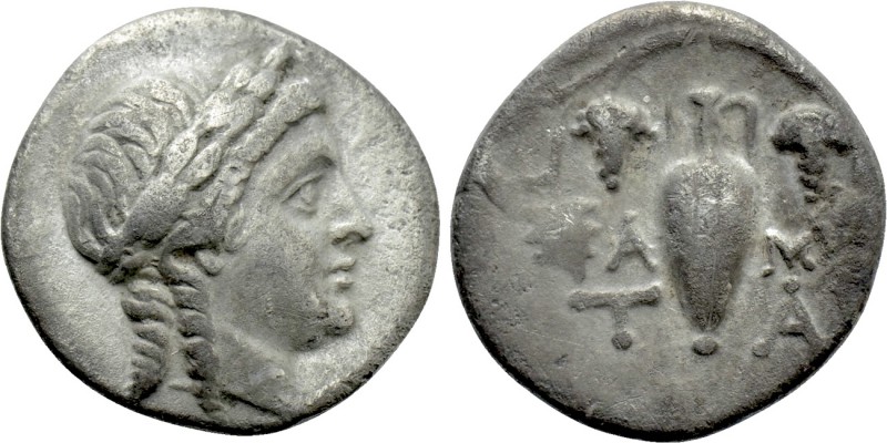 AIOLIS. Temnos. Hemidrachm (2nd-1st centuries BC). 

Obv: Laureate head of Apo...