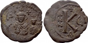 HERACLIUS with HERACLIUS CONSTANTINE (610-641). Half Follis. Seleucia Isauriae. Dated RY 7 (616/7).