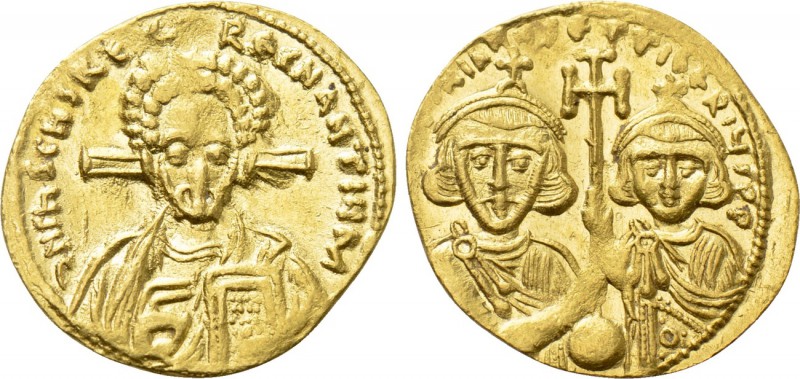 JUSTINIAN II with TIBERIUS (Second reign, 705-711). GOLD Semissis. Constantinopl...