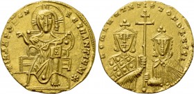 CONSTANTINE VII PORPHYROGENITUS with ROMANUS I and CHRISTOPHER (913-959). GOLD Solidus. Constantinople.