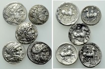 5 Tetradrachms of Philip II of Macedon.