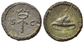 Impero Romano. Anonime (Domiziano-Antonino Pio, 81-161). Roma. Quadrante AE (2,58 g). Petaso alato - caduceo alato. RIC II 32. Gruppo IX (Mercurio). S...