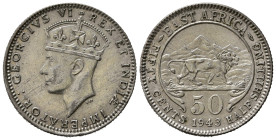 AFRICA ORIENTALE BRITANNICA. East Africa. Giorgio VI. 50 cents 1943. Ag. SPL+/qFDC