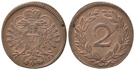 AUSTRIA. Carlo VI (1711-1740). 2 Kreuzer senza data (1730). Hausgeld des Pester Invalidenhauses - Herinek 1224. SPL+/qFDC