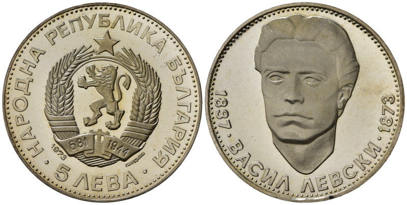 BULGARIA. 5 Leva 1973 "Vasil Levski". Ag. KM#82. Proof