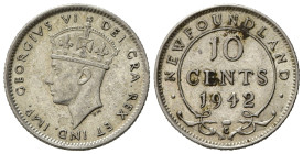 CANADA. New Foundland. Giorgio VI. 10 Cents 1942 C. Ag. SPL