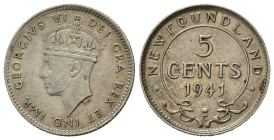 CANADA. New Foundland. Giorgio VI. 5 Cents 1941 C. Ag. qSPL