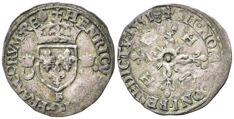 Francia. Henri II (1547-1559). Douzain aux croissants 1551 F (Angers). Mi (2,63 ...