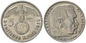 GERMANIA. Terzo Reich. 5 Reichsmark 1939 E. Ag. SPL