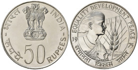 INDIA. 50 rupie 1975 FAO. Ag (34,82 g). KM# 256. qFDC