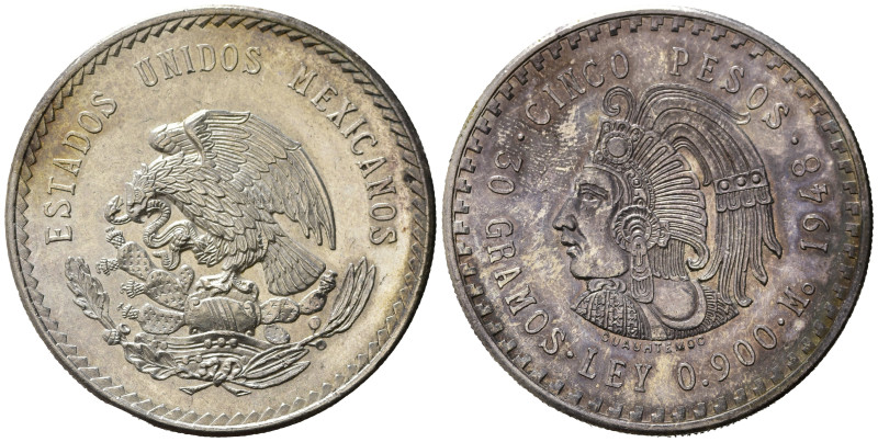 MESSICO. 5 Pesos 1948. Ag (30,08 g). qFDC