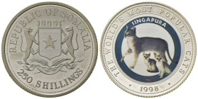 SOMALIA. 250 Shillings 1998 "Singapura Cats". Ag. FDC