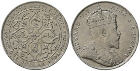 STRAITS SETTLEMENTS. Edoardo VII. One dollar 1908. Ag. SPL+