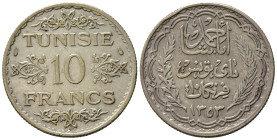 TUNISIA. 10 Francs 1934-1939. Argento 0.680, 10g, ø 28mm. KM# 262. qSPL