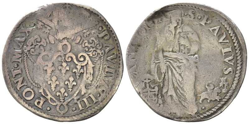 ANCONA. Stato Pontificio. Paolo III (1534-1549). Giulio con San Paolo. Ag (3,03 ...