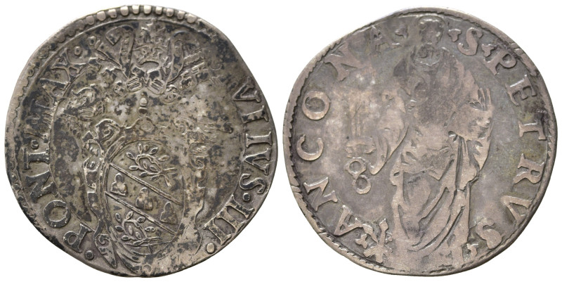 ANCONA. Giulio III (1550-1555). Giulio con San Pietro. Ag (2,85 g). MIR 993/5. M...