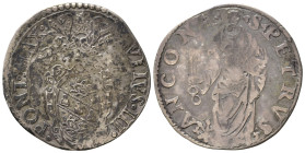 ANCONA. Giulio III (1550-1555). Giulio con San Pietro. Ag (2,85 g). MIR 993/5. MB