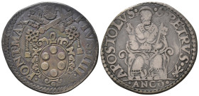 ANCONA. Pio IV (1559-1565). Testone con San Pietro seduto. Ag (8,64 g). MIR 1060. MB+