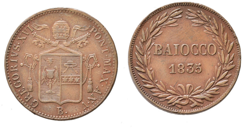 BOLOGNA. Stato Pontificio. Gregorio XVI (1831-1846). Baiocco 1835 B. Cu. Gig. 15...