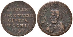 CIVITAVECCHIA. Stato Pontificio. Pio VI (1775-1799). Sampietrino da 2 e 1/2 baiocchi 1797. CU (12,69 g). qBB