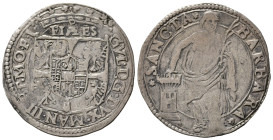 MANTOVA. Guglielmo Gonzaga (1550-1587). Giulio con Santa Barbara. Ag (2,71 g). Bignotti 32. MB+/qBB