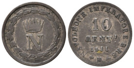MILANO. Napoleone I, Re d'Italia (1805-1814). 10 centesimi 1811 M. Mi. Gig. 200. BB+