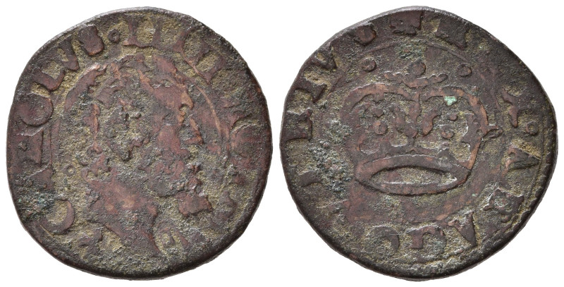 NAPOLI. Carlo V d'Asburgo (1516-1556). 2 Cavalli. Testa a d. - Corona. Cu (4,07 ...