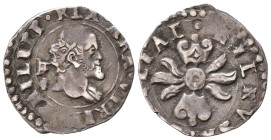 NAPOLI. Filippo II (1554-1598). Mezzo Carlino Ag (1,28 g). Sigle IAF CI. Magliocca 88. BB
