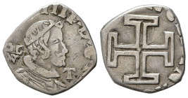 Napoli. Filippo IV (1621-1665). 3 cinquine 1647. Sigle GAC/N dietro il busto, T davanti. Ag (1,58 g). Molto tosato. Magliocca 39. MB