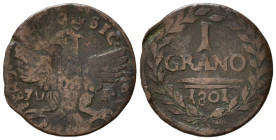 PALERMO. Regno di Sicilia. Ferdinando III di Borbone (1759-1816). 1 grano 1801. Gig. 124. NC. MB