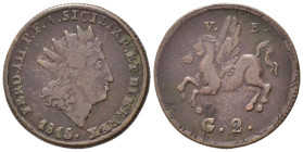PALERMO. Regno di Sicilia. Ferdinando III di Borbone (1759-1816). 2 Grani 1815. Gig.109. BB