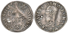 ROMA. Stato pontificio. Paolo III (1534-1549). Grosso (Mezzo Paolo) con San Paolo. Ag (1,48 g). MIR 894. Raro. Forellino MB