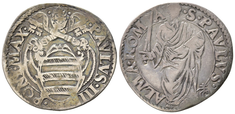 ROMA. Stato pontificio. Paolo IV (1555-1559). Giulio con San Paolo. Ag (2,93 g)....