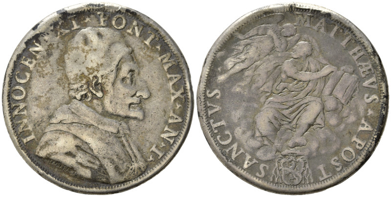 ROMA. Stato Pontificio. Innocenzo XI (1676-1689). Piastra con San Matteo. Ag (30...