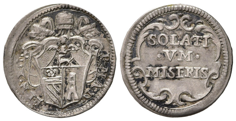 ROMA. Benedetto XIII (1724-1730). Mezzo grosso SOLATI VM MISERIS. Ag (0,67). MIR...