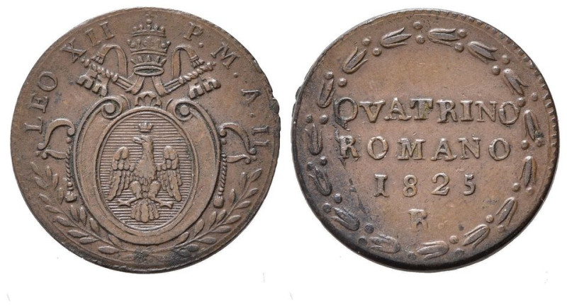 ROMA. Stato Pontificio. Leone XII (1823-1829). Quattrino romano 1825. Cu. Gig. 1...