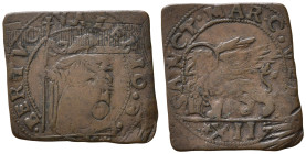 VENEZIA. Bertucci Valier (1656-1658). Prova di conio del 12 soldi su lamina in rame (3,35 g - 22,5 x 24,93 mm). Rarissimo e in buona conservazione.