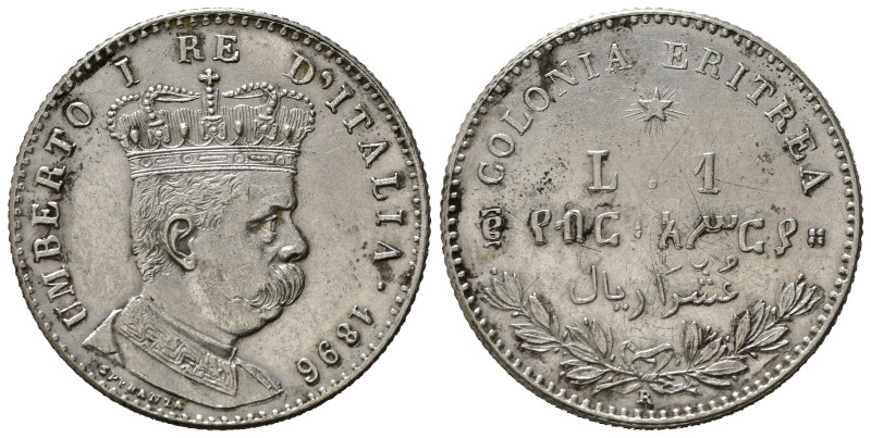 Regno d'Italia. Umberto I (1878-1900). Colonia Eritrea. 1 lira 1896. Ag. Gig. 7....