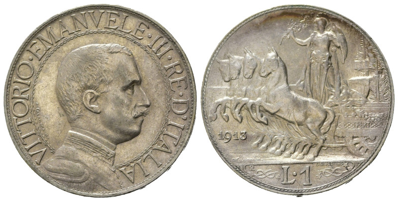 Regno d'Italia. Vittorio Emanuele III (1900-1943). 1 lira 1913 "Quadriga veloce"...