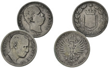 Regno d'Italia. Lotto di 2 monete da 1 lira (1887-1907). Ag. MB