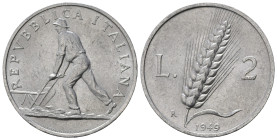 REPUBBLICA ITALIANA. 2 lire 1949 "Spiga". Gig. 327. SPL+