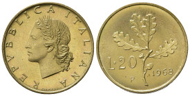 REPUBBLICA ITALIANA. 20 lire 1968 "Quercia". NC. FDC