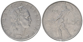Repubblica Italiana. Monetazione in lire (1946-2001). 50 lire 1958 "Vulcano". Gig.147. MB-BB