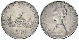 Repubblica Italiana. 500 lire "Caravelle". Falso d'epoca (8,70 g). BB