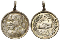 Medaglie Italiane. Medaglia risorgimentale, Indipendenza Italiana 1859. Napoleone III - Vittorio Emanuele II. AE argentato (2,22 g). FDC