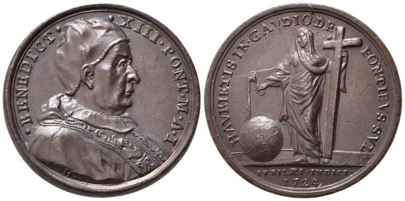 MEDAGLIE PAPALI. Benedetto XIII (1724-1730). Medaglia 1724 (anno I). AE (13,62 g...